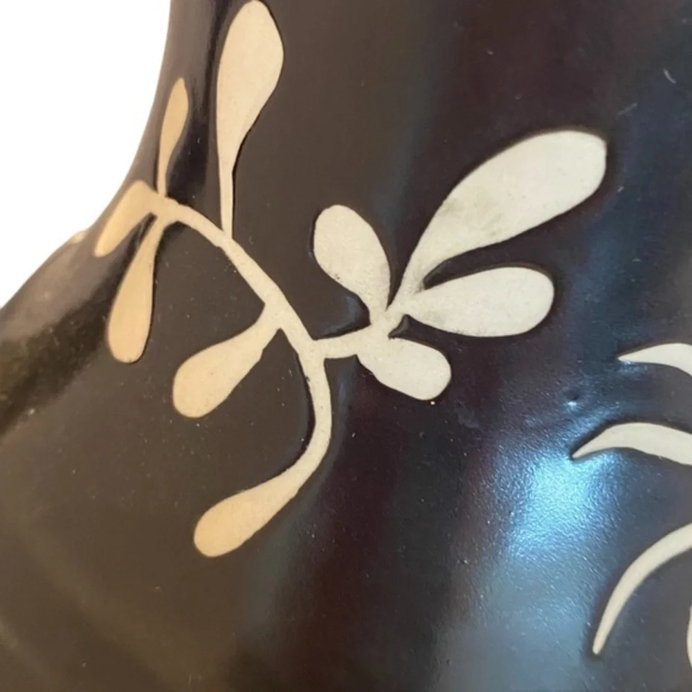 Black Pitcher with Matt Wildflower Dancing Design